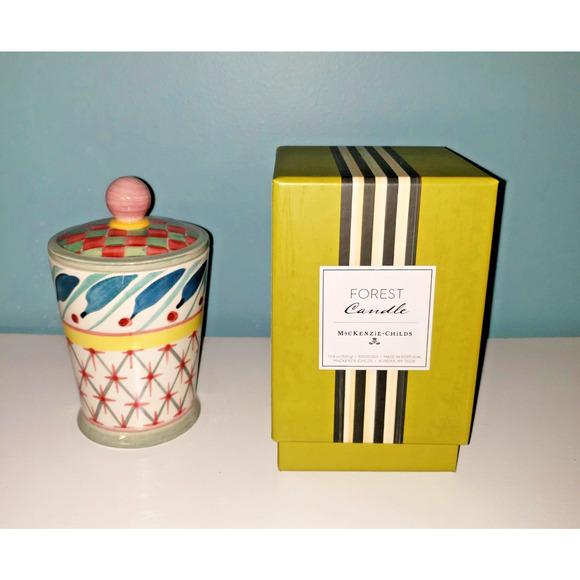 MacKenzie-Childs Taylor Forest Scented Candle 6.5" Tall, Retired Lidded Jar - Picture 4 of 6